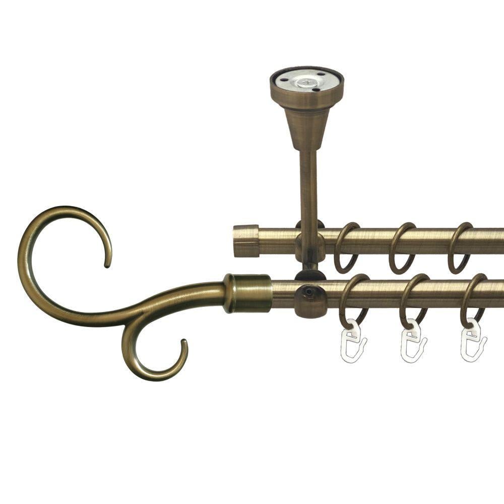 Карниз для штор Orvit Крюк дворядний гладкий 240 см Антик (00-00016881)