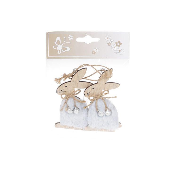 Декор пасхальный на подвесе BonaDi Зайчик 10 см 2 шт Серый (781-975)