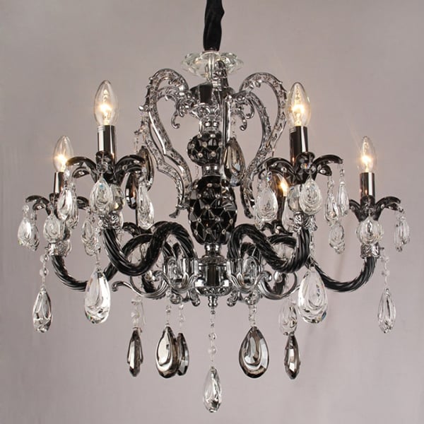 Люстра классическая Flora с кристаллами 6 свечей Черный (KC015/6)