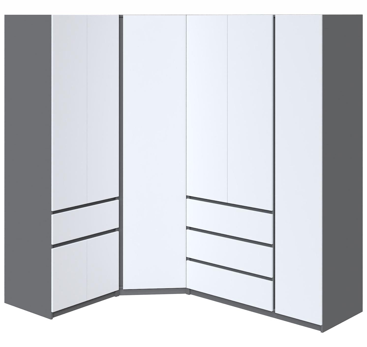 Шкаф стенка угловой Мастер Форм Брайт 1450/2050х520х2000 мм Антрацит/Белый (32917)