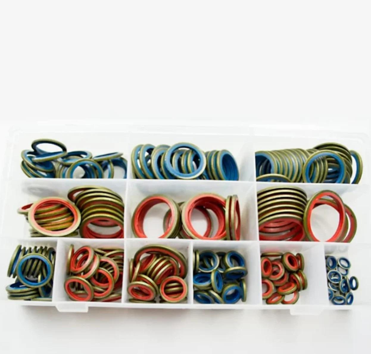 Комплект ущільнювальних прокладок для зливу олії 245 шт. 12 розмірів (916083) Комплект ущільнювальних прокладок для зливу олії 245 шт. 12 розмірів (916083)