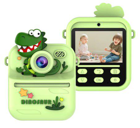 Камера дитяча Динозавр S1 з миттєвим друком Зелений (29596030) - фото 6