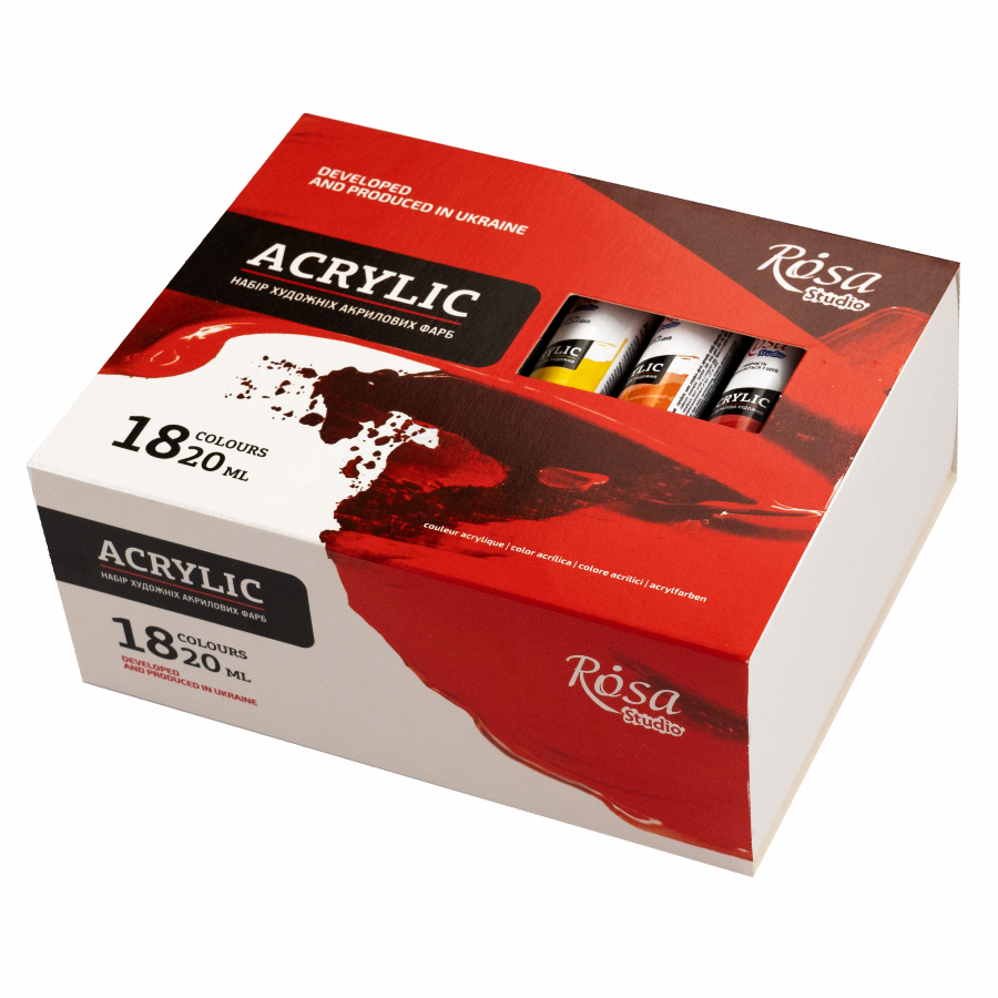 Набор акриловых красок ROSA Studio 9074770 18х20 мл (4823098538134) Набор акриловых красок ROSA Studio 9074770 18х20 мл (4823098538134)