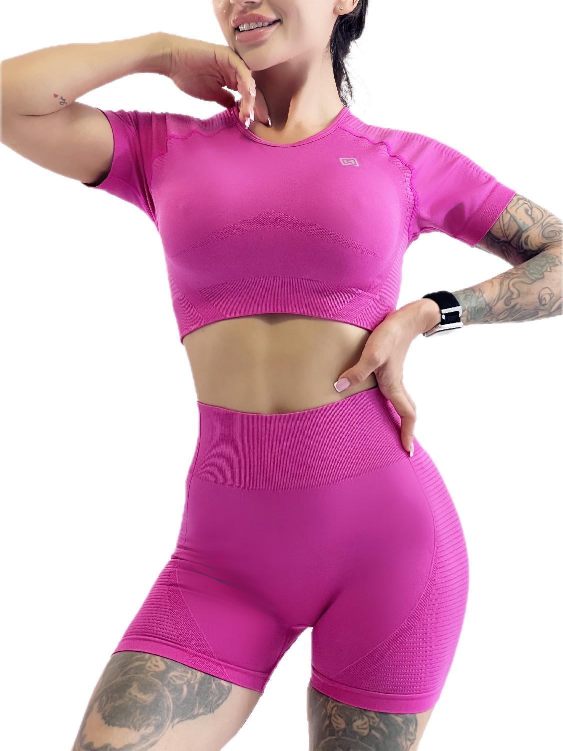 Костюм для фитнеса женский LILAFIT шорты и топ S Розовый (LFT000038)