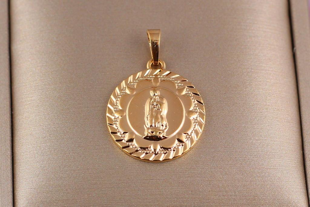 Ладанка Xuping Jewelry Мария с рисунком по краю 1,8 см Золотистый