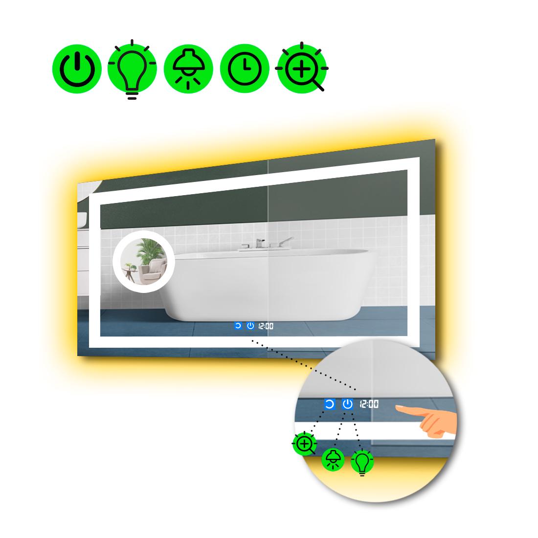 Зеркало с LED подсветкой Karnet с двумя сенсорами и линзой с подсветкой 100x60 см (8776146)