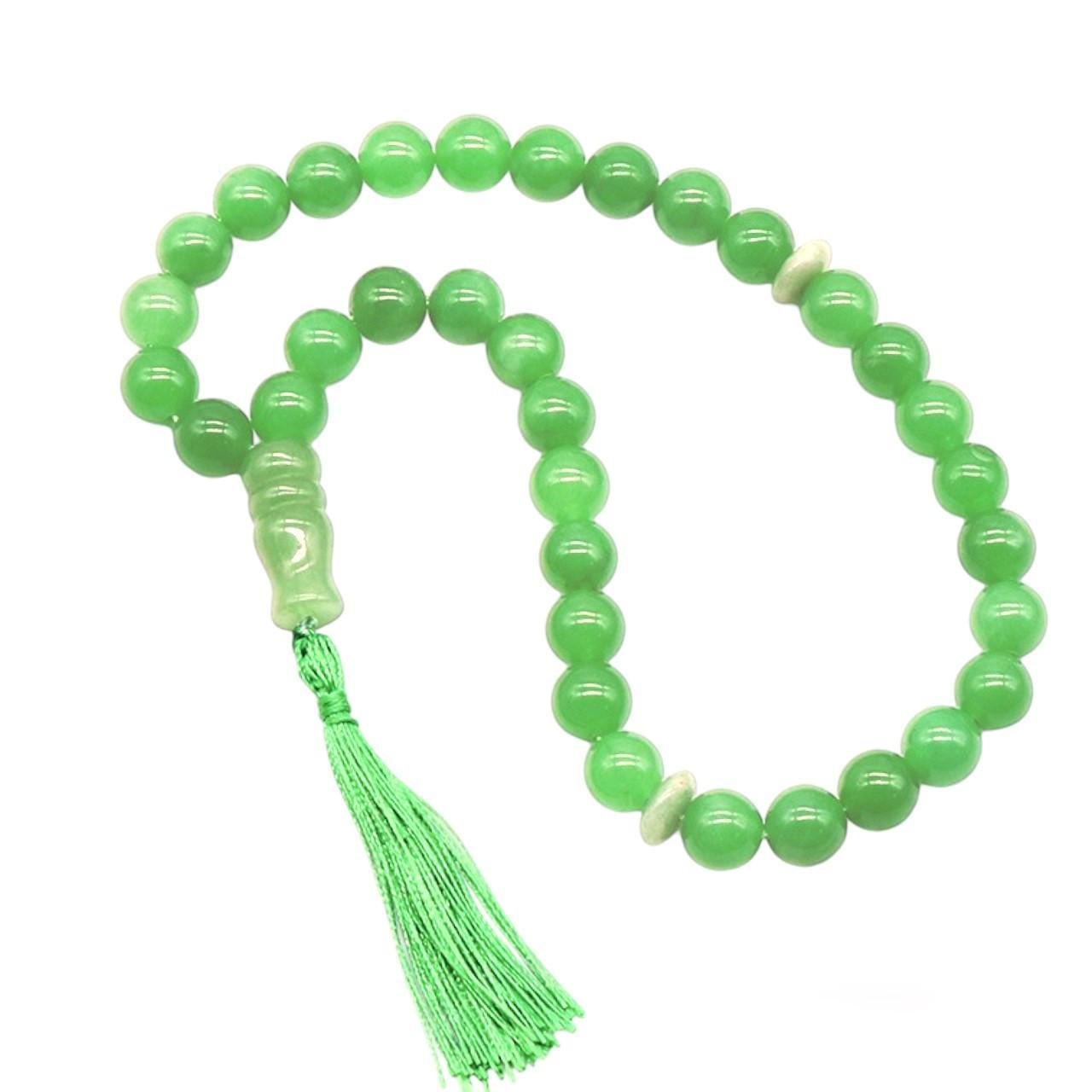 Чотки з каменю Онікс зелений на 33 намистини 10 мм 1 шт. (НК0010ч38)