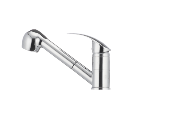 Смеситель для кухни Cron MARS-14 с выдвижным изливом однорычажный цинковый сплав Хром (b-CR0848) - фото 4