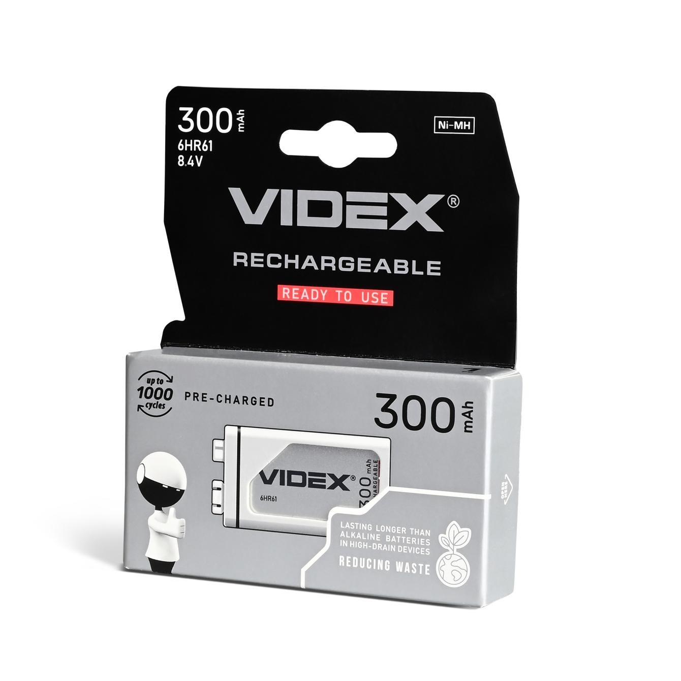 Аккумулятор Videx 6HR61 300mAh blister (6HR61/300/1DB)