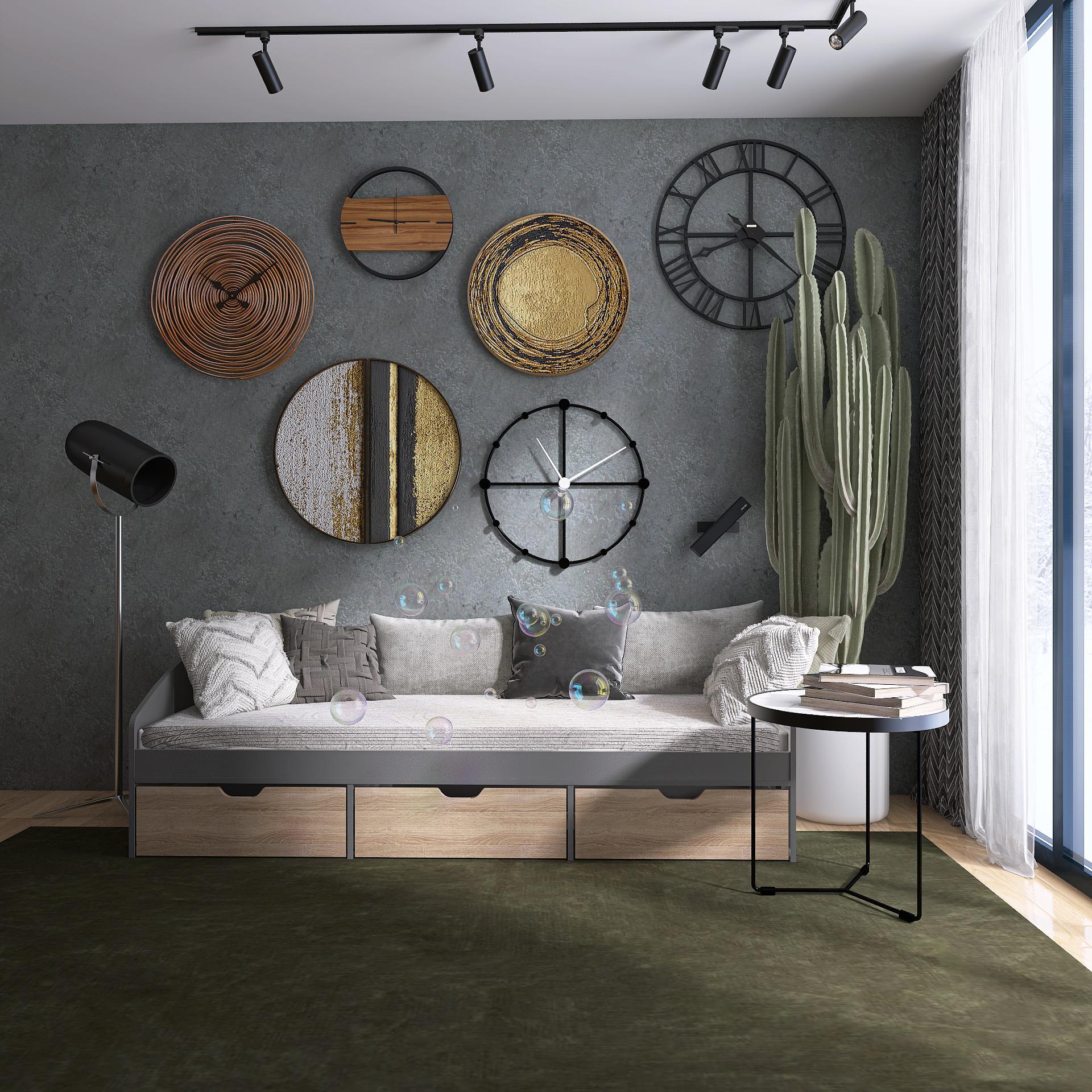 Ліжко Еверест Комфорт-3 з шухлядами 80х190 см Графіт/Дуб Сонома (09197) Ліжко Еверест Комфорт-3 з шухлядами 80х190 см Графіт/Дуб Сонома (09197)