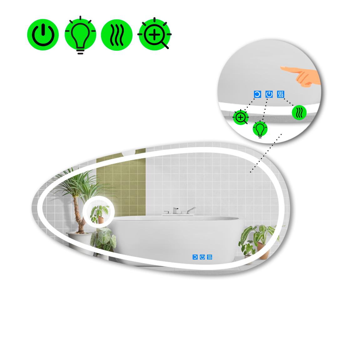 Дзеркало з LED підсвіткою Occhio 1 із трьома сенсорами 140x70 см