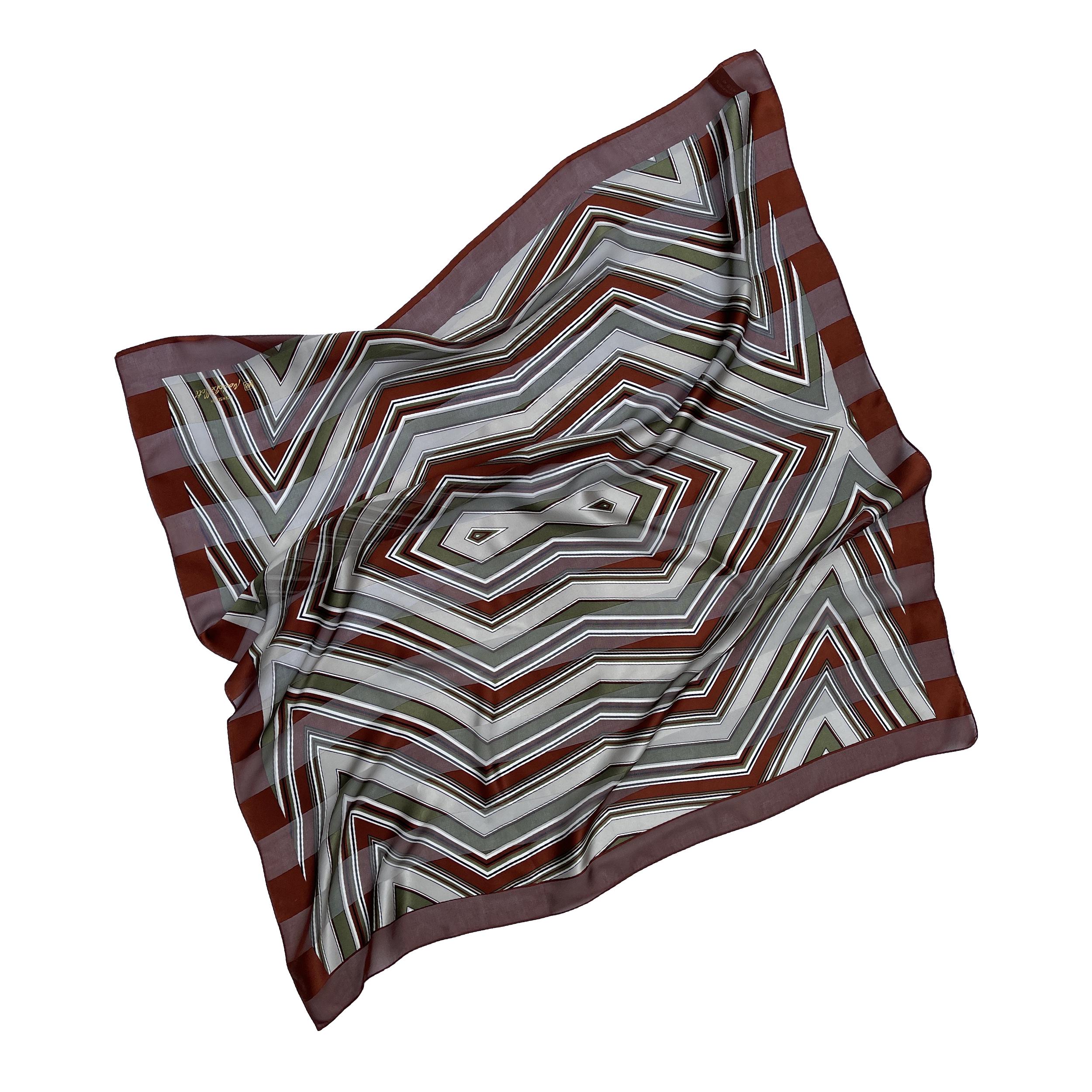 Натуральный шелковый платок Silk Route 90х90 см Коричневый (675)