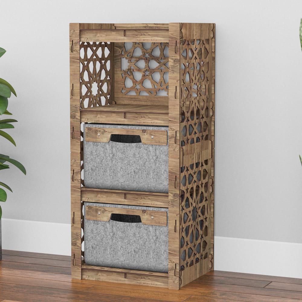 Комод в спальню из дерева Hexagonica Arabic на 2 ящика серые корзины 900х413х345 мм (111235) - фото 4 Комод в спальню из дерева Hexagonica Arabic на 2 ящика серые корзины 900х413х345 мм (111235) - фото 4