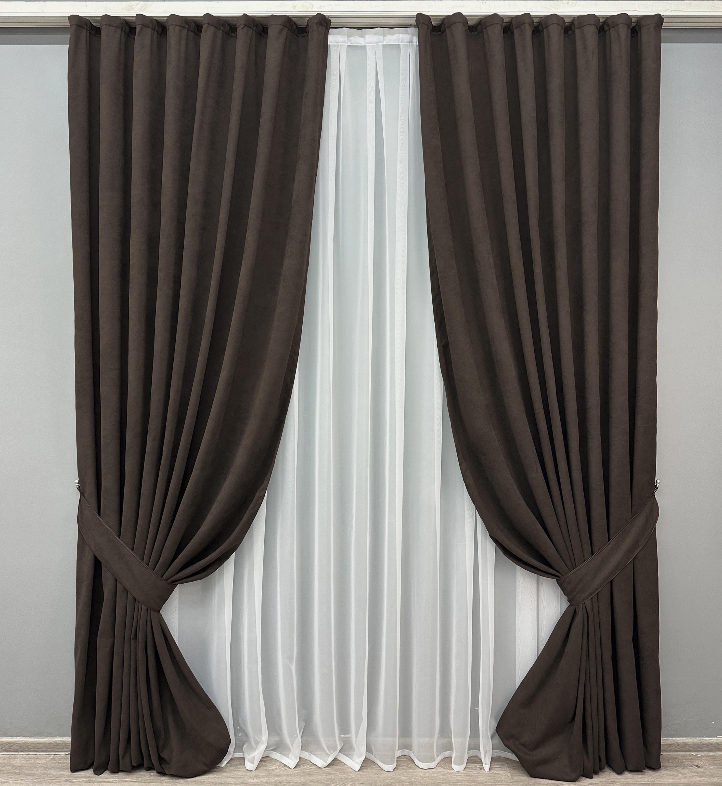Комплект штор VR-Textil Petek №1829ш микровелюр 150х270 см 2 шт. Венге (33-0965)