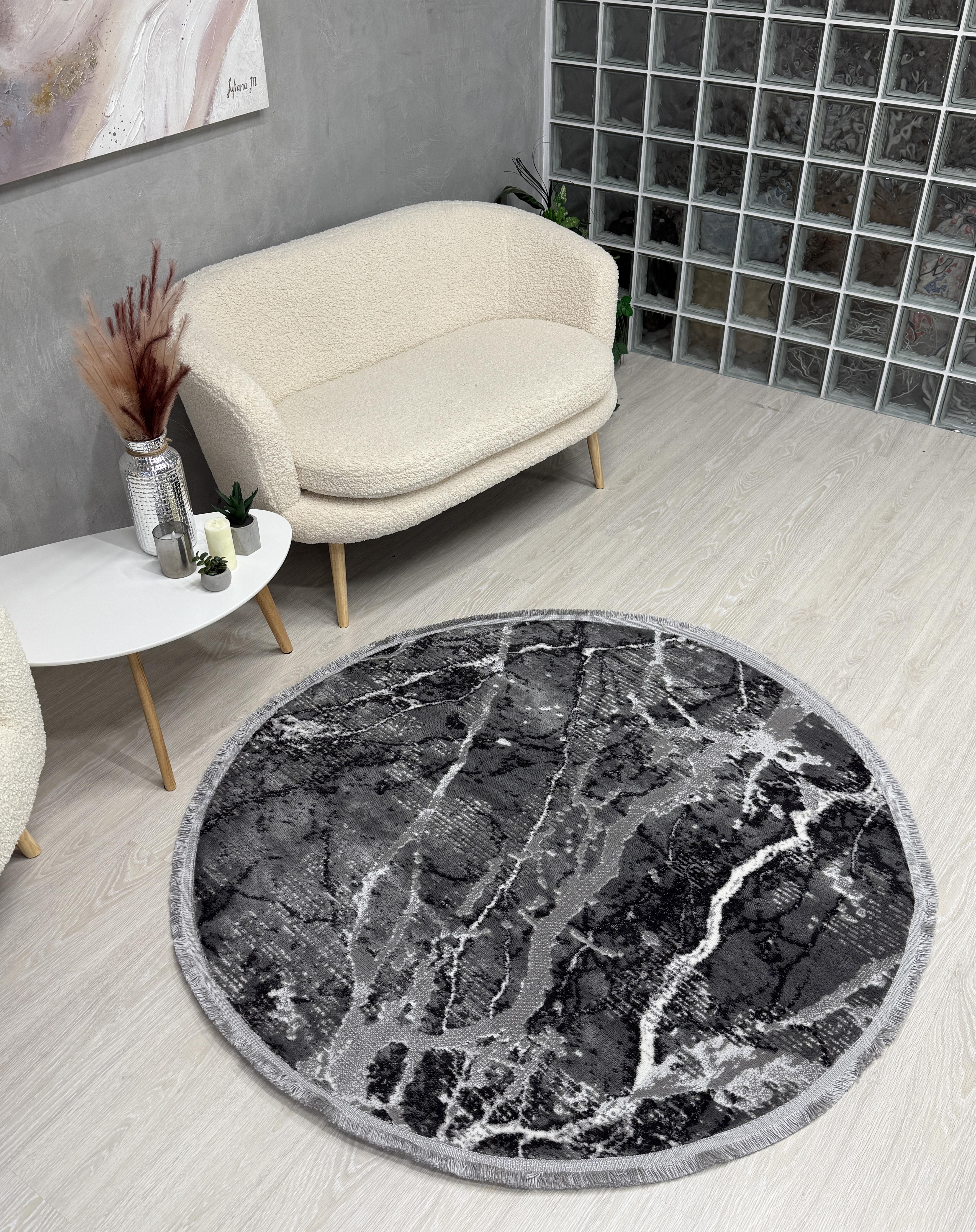 Ковер Mars с невысоким ворсом 200x200 см круг Антрацитовый (4640AA/KGS13) - фото 2 Ковер Mars с невысоким ворсом 200x200 см круг Антрацитовый (4640AA/KGS13) - фото 2