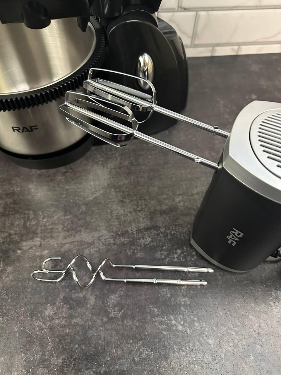 Міксер на підставці ручний RAF з обертаючою металевою чашею 3 л 5 швидкостей +турбо 1000 Вт Чорний (R-6662) - фото 4 Міксер на підставці ручний RAF з обертаючою металевою чашею 3 л 5 швидкостей +турбо 1000 Вт Чорний (R-6662) - фото 4