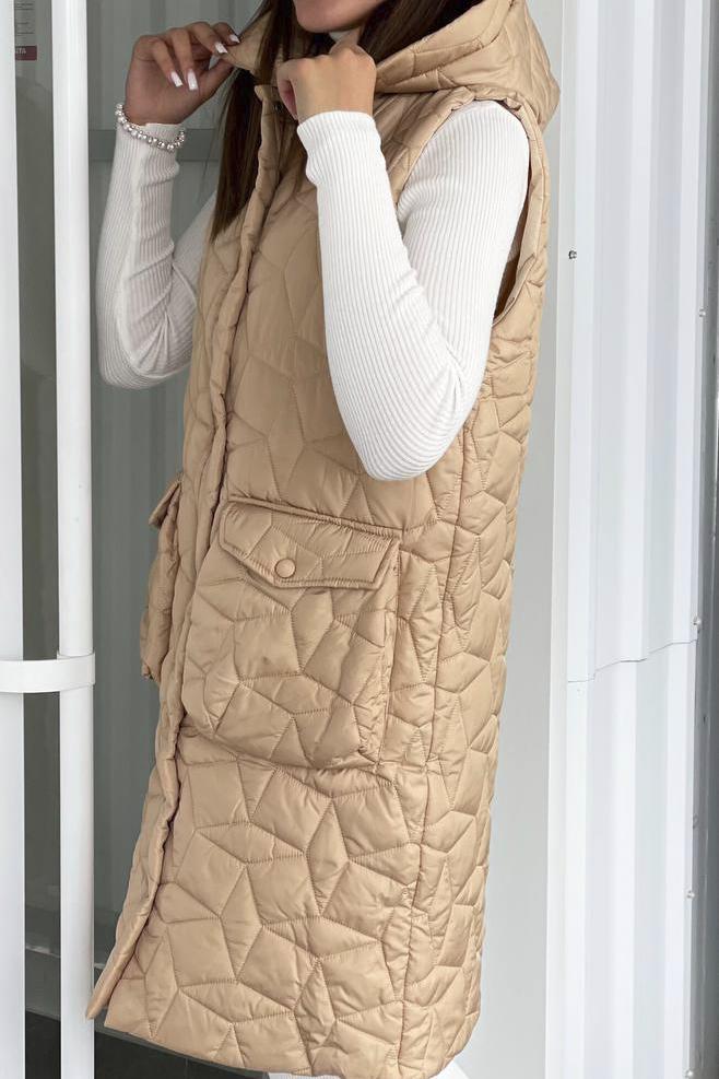 Жилетка женская удлиненная L Бежевый (189055) - фото 3 Жилетка женская удлиненная L Бежевый (189055) - фото 3