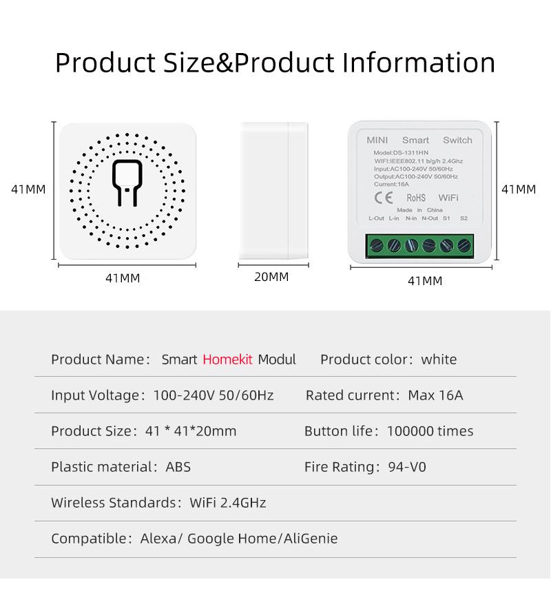 Реле розумне Wi-Fi mini switch Homekit 16 A (325gg) - фото 10