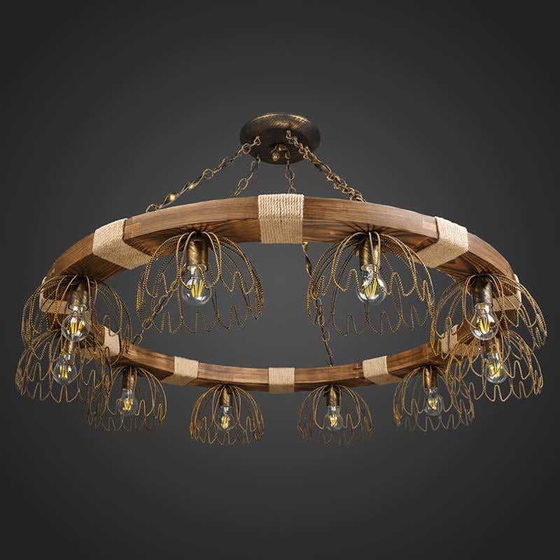Люстра подвесная деревянная Light House DL-13002 Бронзовый
