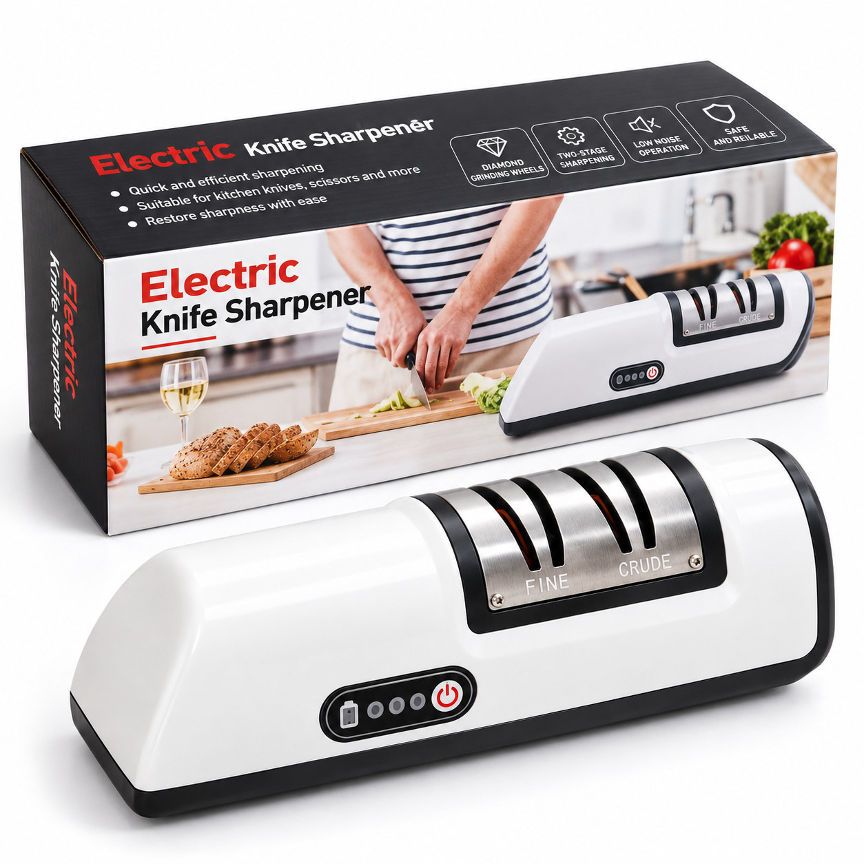 Точилка электрическая Knife Sharpener 2в1 для ножей и ножниц (TOCHNO-BLK-1318)