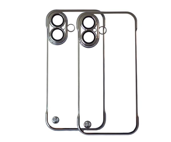 Чехол - накладка Omeve Clear Bamper для iPhone 16 с защитой для камеры Серебряный