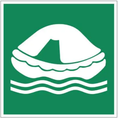 Знак Спасательный плот Белый/Зеленый (д-9073)