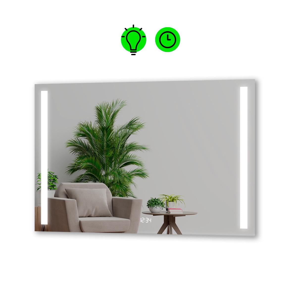 Зеркало Adelita LED с облегченным корпусом и часами 1200x800 мм (13499465)