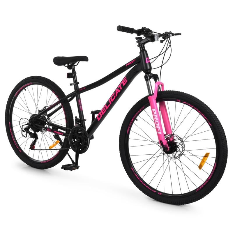 Велосипед гірський 27,5" Profi Delicate AM DD рама 15" на зріст 150-170 см Чорно-рожевий (DL-275003)