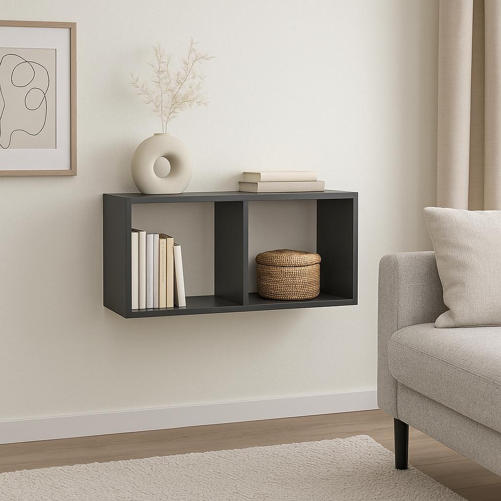 Стелаж настінно-підлоговий модульний MEBLIBUD KUB 2 секції Антрацит (28576893) - фото 3 Стелаж настінно-підлоговий модульний MEBLIBUD KUB 2 секції Антрацит (28576893) - фото 3