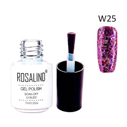 Гель-лак для ногтей маникюра Rosalind 7 мл глиттер для UV LED W25 Purple (439086)