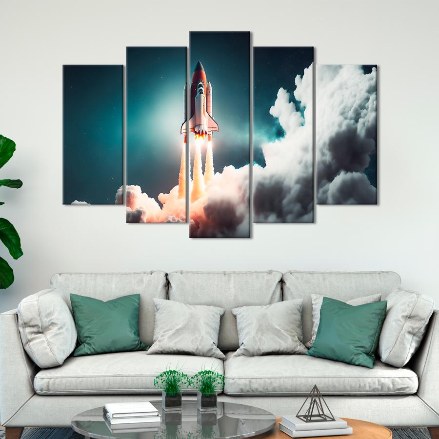 Картина космос Запуск космической ракеты 137x85 см (A1297-5)