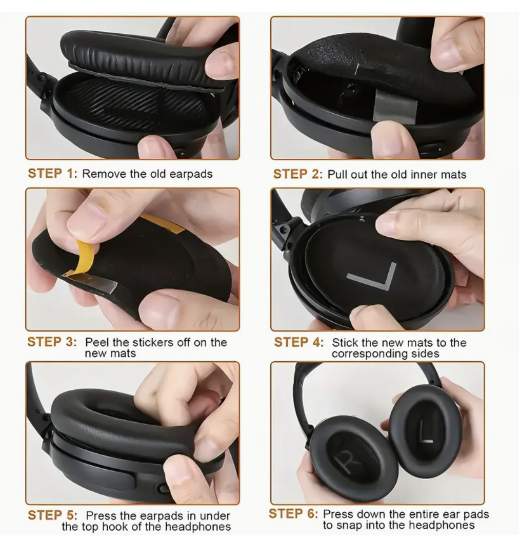 Амбушюри тканинні для Bose Quietcomfort AE2 QC2 QC15 QC25 QC35 QC45 Чорний (28748780) - фото 4