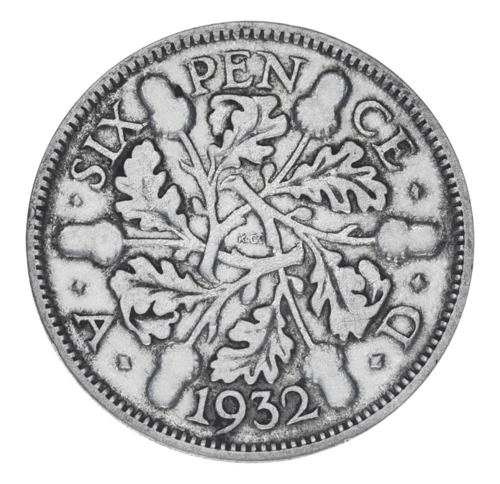 Коллекционная монета Великобритания 6 пенсов 1932 серебро F-VF Ag 500 2,83 г (М19882)