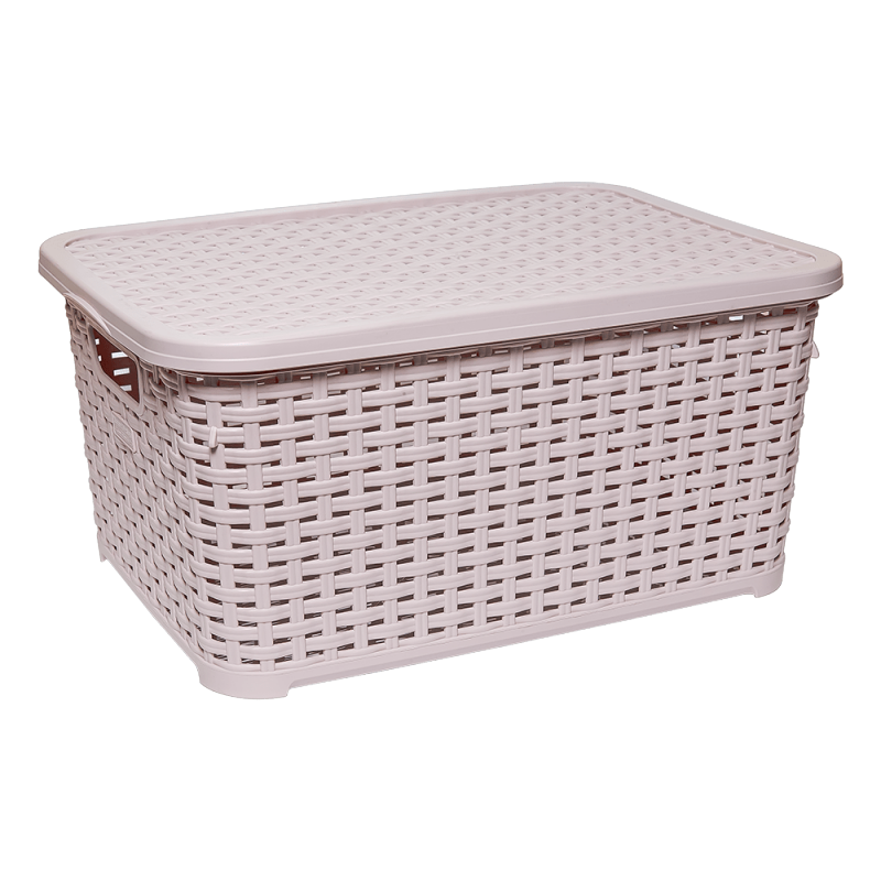 Кошик з кришкою Plastart Ротанг 10 л. пудровий (MUP-SP-295-PUDRA)