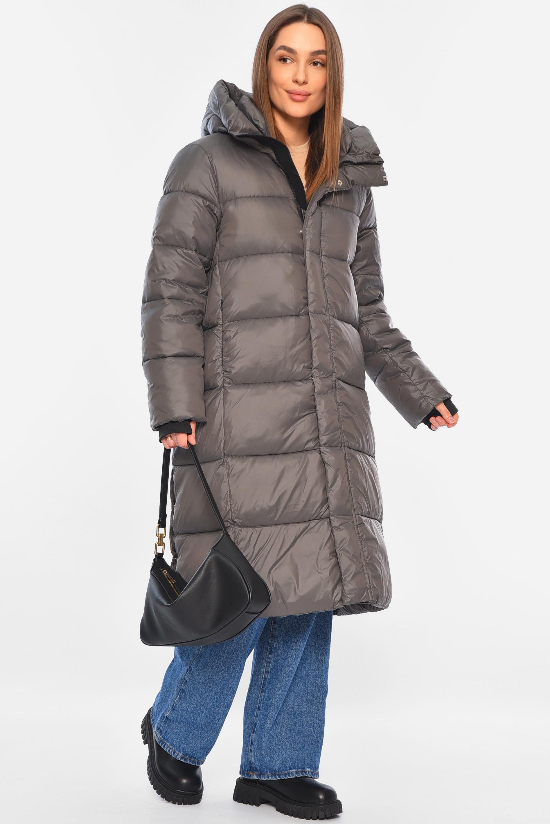 Куртка женская удлиненная еврозима M Темно-серый (195801) - фото 2 Куртка женская удлиненная еврозима M Темно-серый (195801) - фото 2