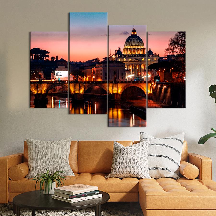 Картина город Огни вечернего Ватикана 89x56 см (A706-4)