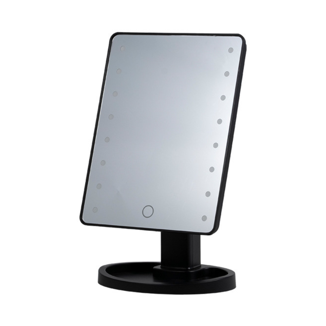 Дзеркало настільне косметичне для макіяжу 16 LED 21х16 см Чорний (6876)