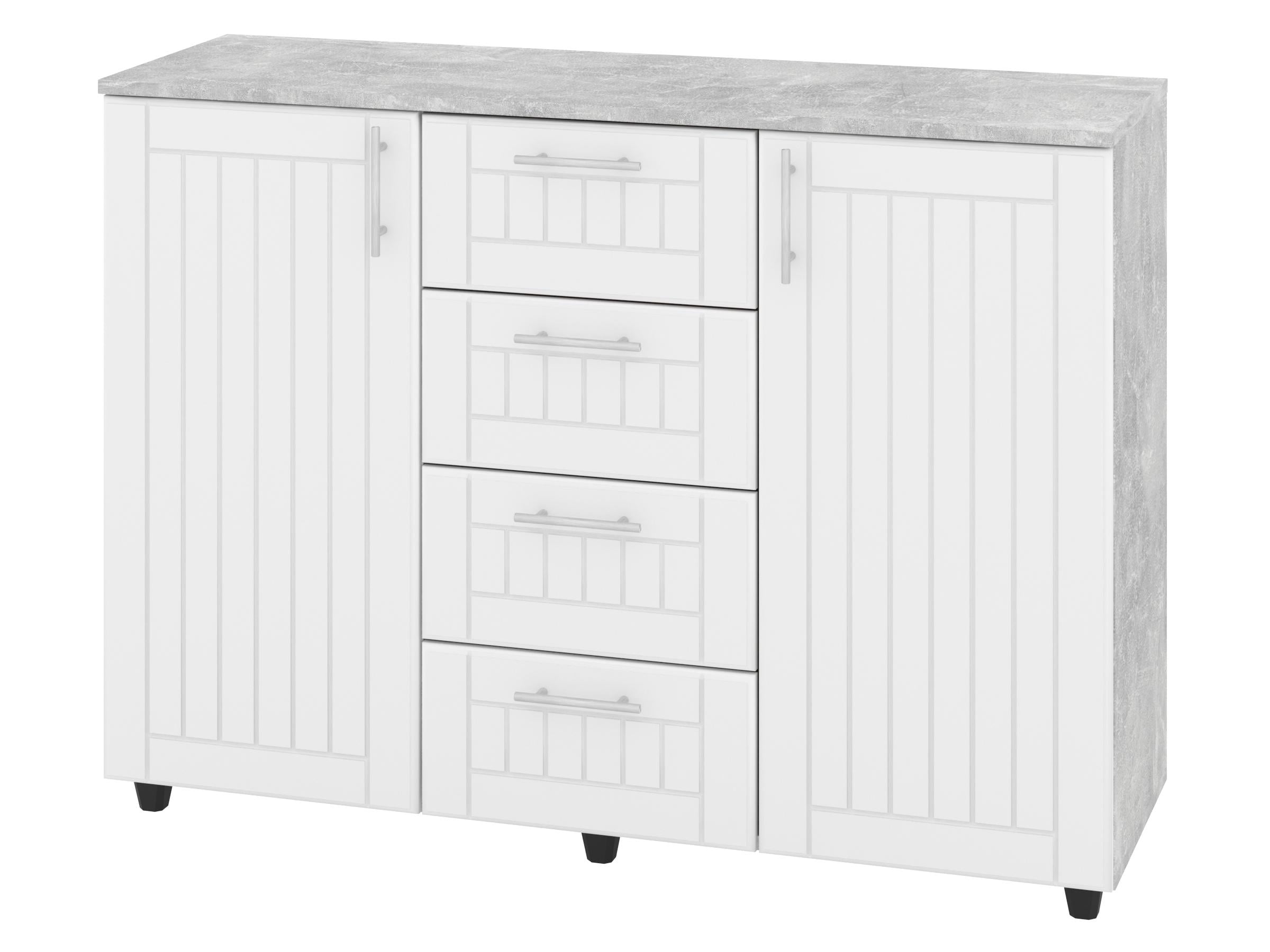 Комод с ящиками PEHOTIN К-4+2 МДФ ДСП/МДФ 120х38х87,5 см Бетон/Белый (PN-100630)