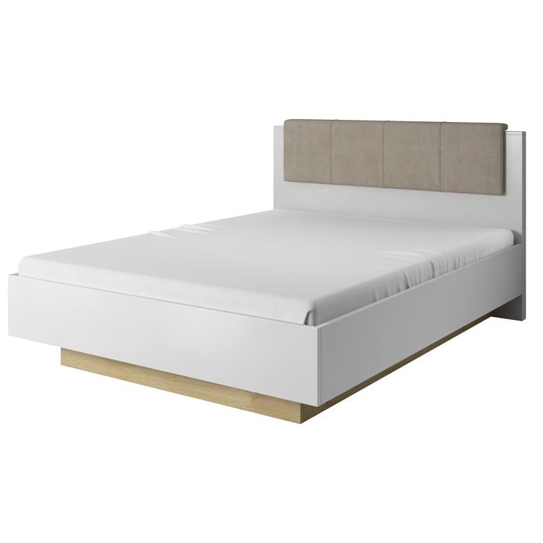 Кровать-каркас Perfect Home Arco 160 с мягким изголовьем двуспальная Белый глянец/Дуб грандсон (PFH-091045)