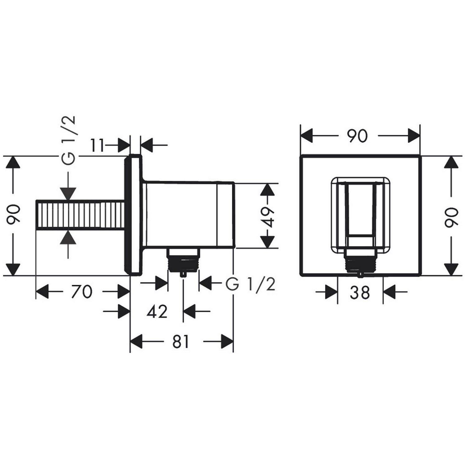 Подключение душевого шланга Hansgrohe FixFit E 26889990 с держателем для лейки Золотой (170640) - фото 2