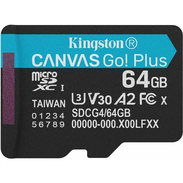 Карта памяти Kingston MicroSDXC 64GB Canvas Go Plus SDCG4/64GB Gen4 U3 А2 класс 10 V30 до 200 МБ/с TF карта (7015) Карта памяти Kingston MicroSDXC 64GB Canvas Go Plus SDCG4/64GB Gen4 U3 А2 класс 10 V30 до 200 МБ/с TF карта (7015)