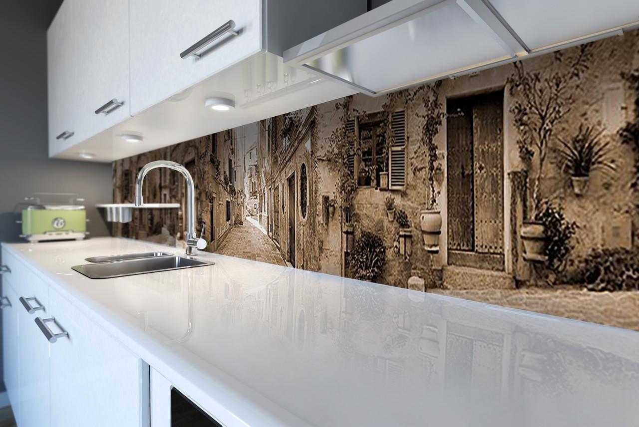 Кухонный фартук Прованс сепия из самоклеющейся виниловой пленки 60х300 см Бежевый