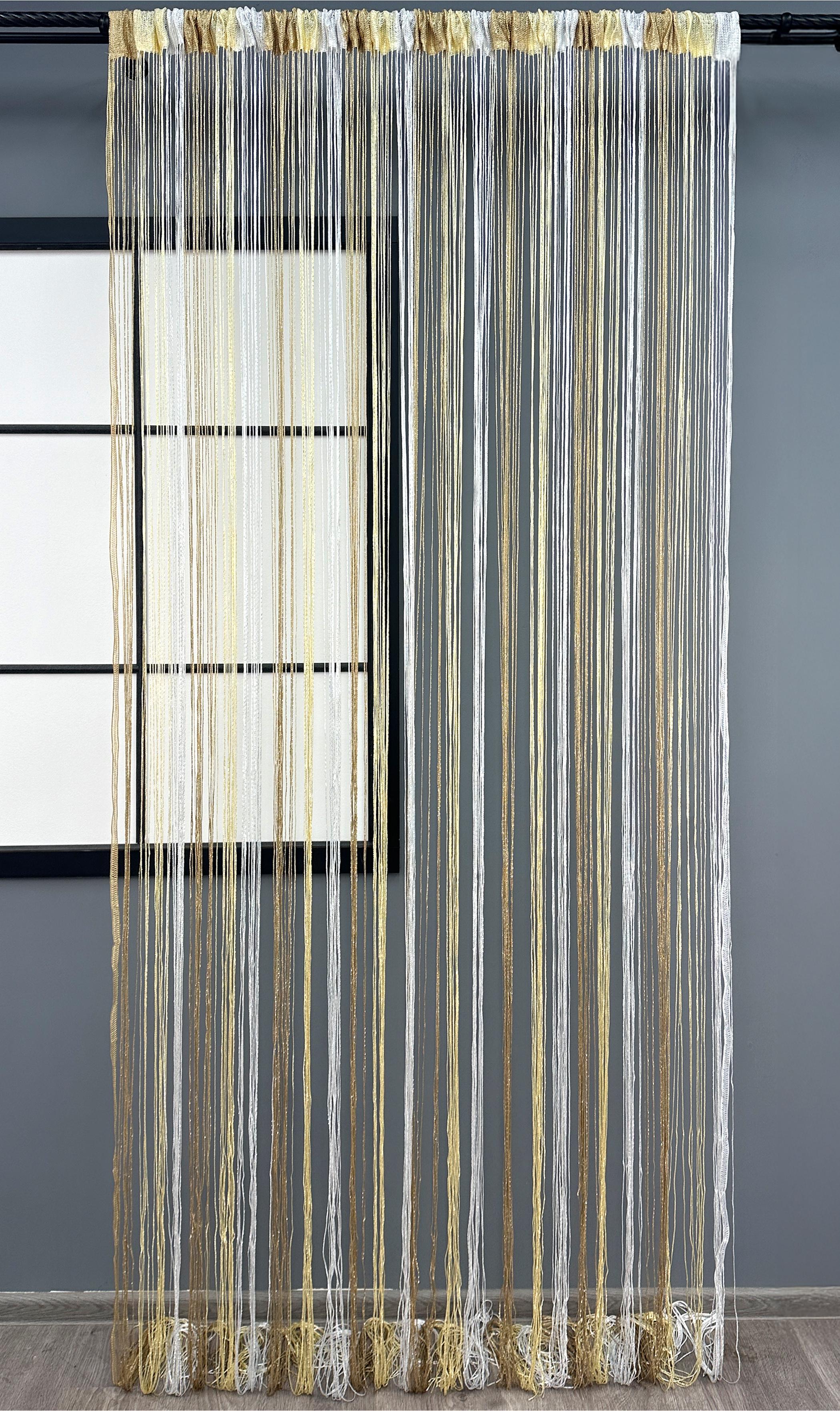 Шторы-нити с люрексом 300х300 см Бежевый/Молочный/Белый (61-100) - фото 2