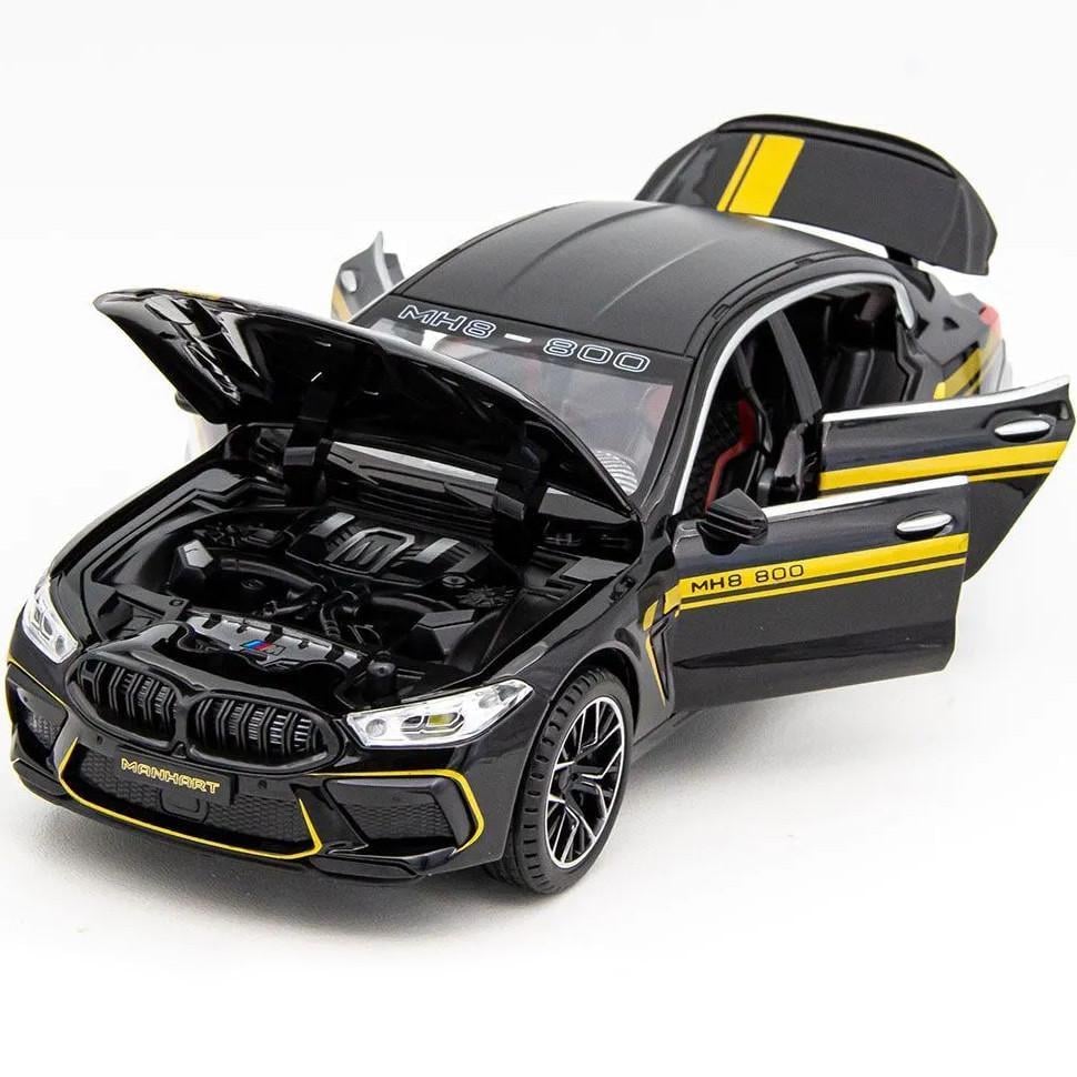 Игрушечная машинка металлическая BMW M8 Manhart MH8 800 1:24 инерционная модель свет/звук открывающиеся двери Черный (35046839)