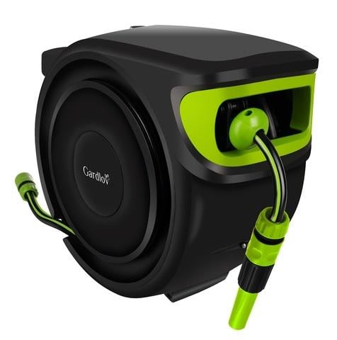 Катушка для садового шланга длиной 25 м с автоматическим барабаном и аксесуарами Черный/Зеленый