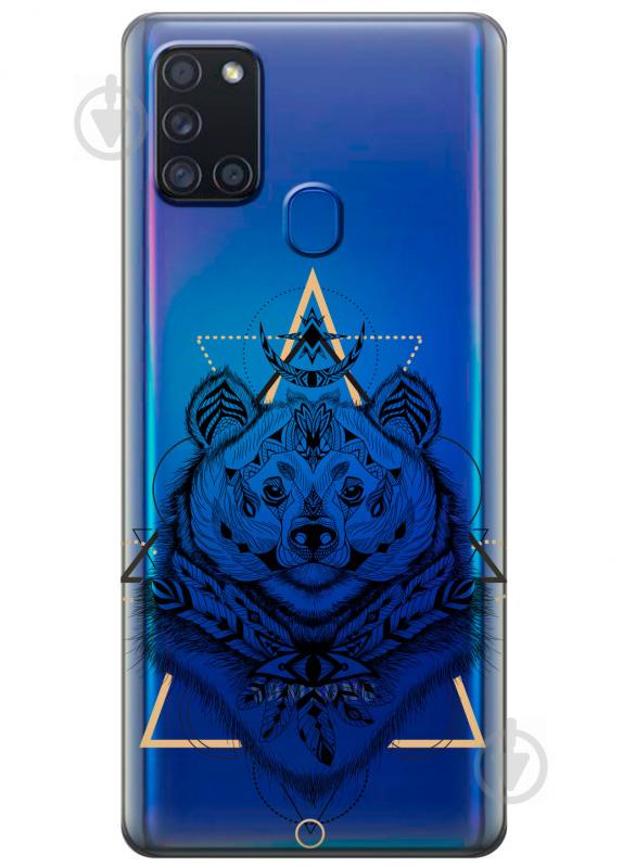 Силиконовый чехол iSwag для Samsung Galaxy A21s Медведь индеец (KS2809)