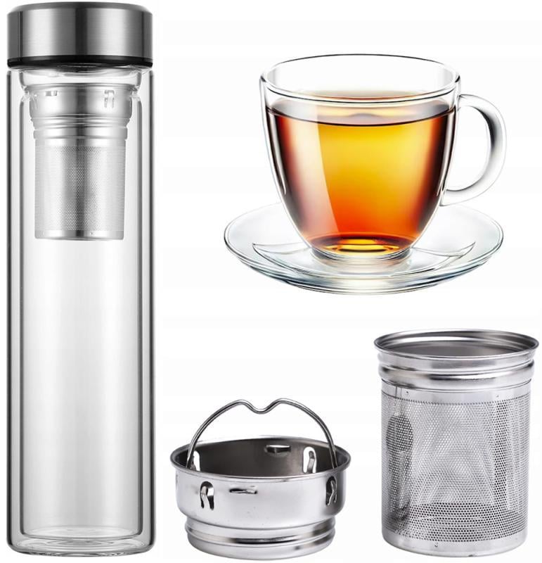 Пляшка скляна Kamille із заварником та подвійними стінками 450 мл - фото 3