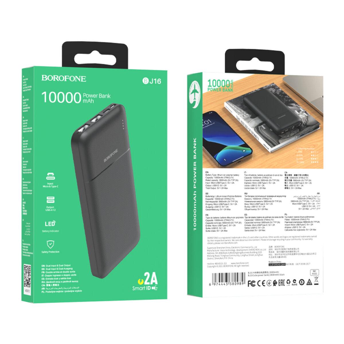 Павербанк Borofone BJ16 Cube 10000 mAh Black (000214) - фото 6