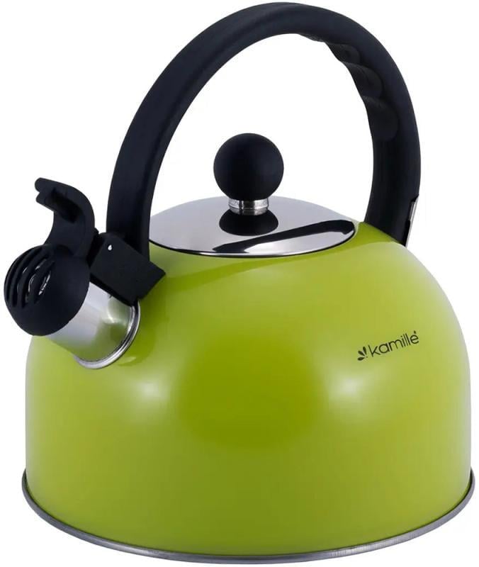 Чайник Kamille Young Leaf нержавеющая сталь со свистком 2,5 л Зеленый