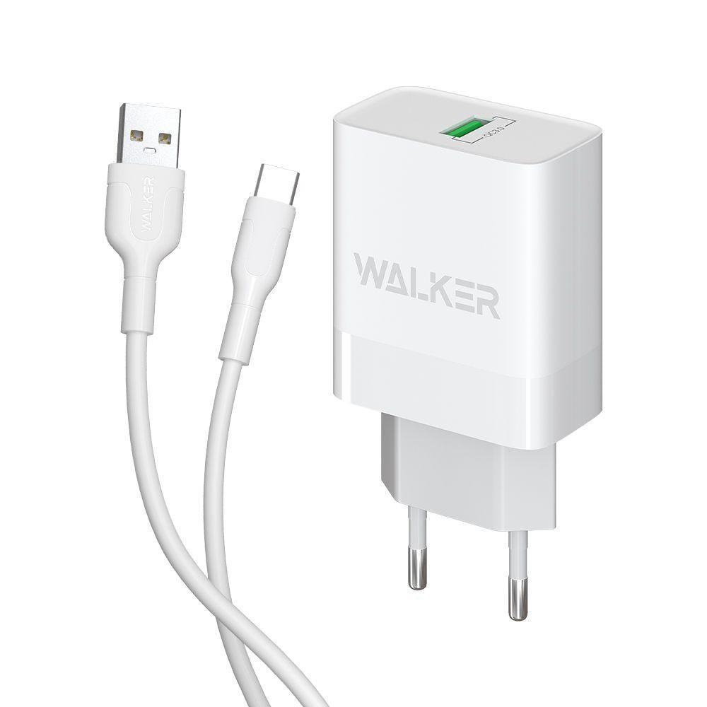 Зарядное устройство сетевой Walker WH-35 2в1 1 USB QC3,0/3A/15W USB-кабель USB (2746)